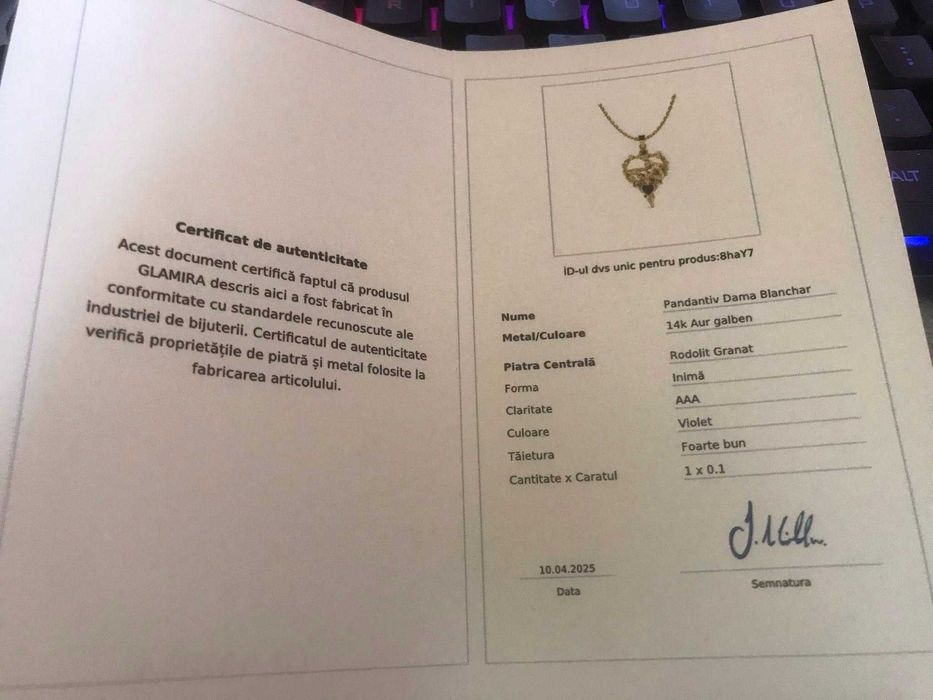 Lant cu pandantiv aur 14k nou lucrat la comanda