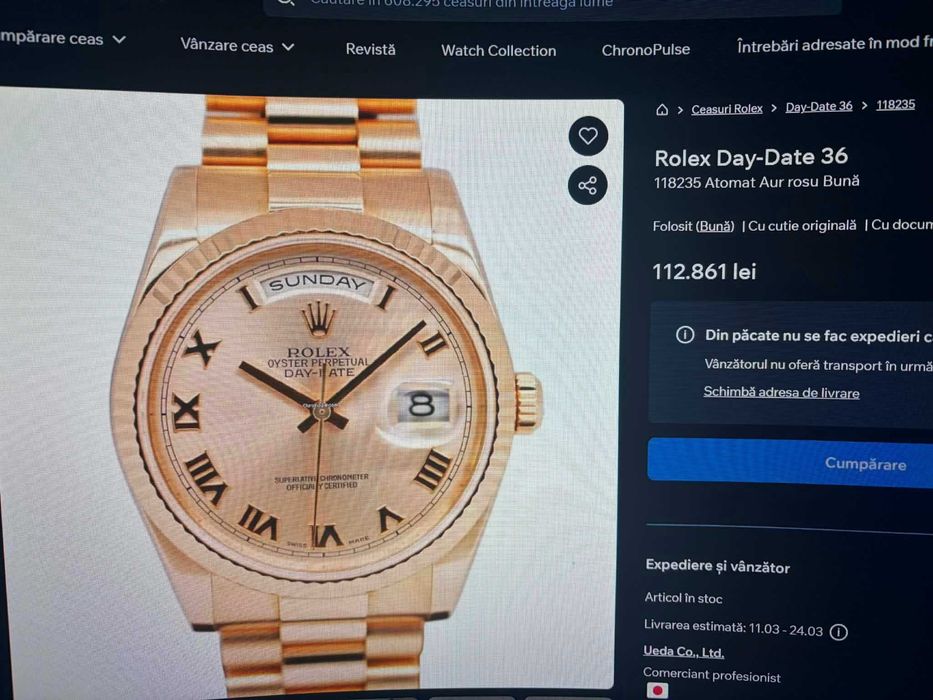 Ceas Rolex Day Date 36 Gold 14K Vand / Schimb