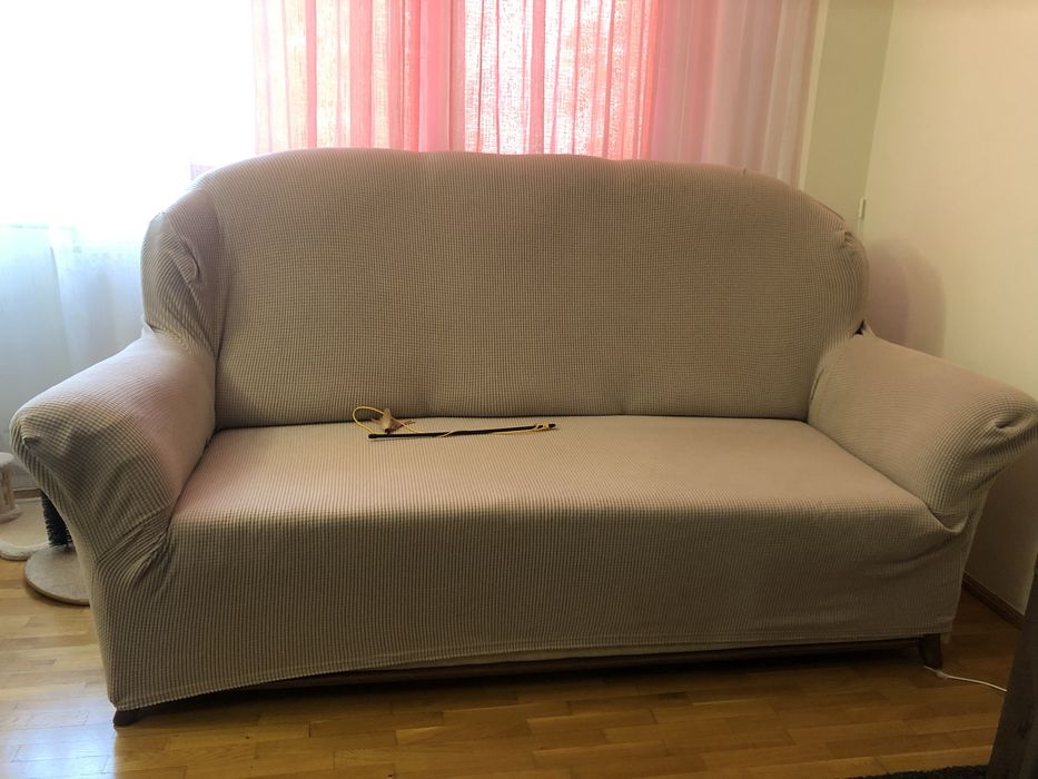 Vand Set canapea extensibila 3 locuri si 2 fotolii  stofa