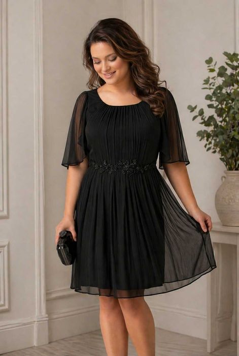 Rochie neagra Ginette din 100% matase naturala, marimea 46(XL), ca noua