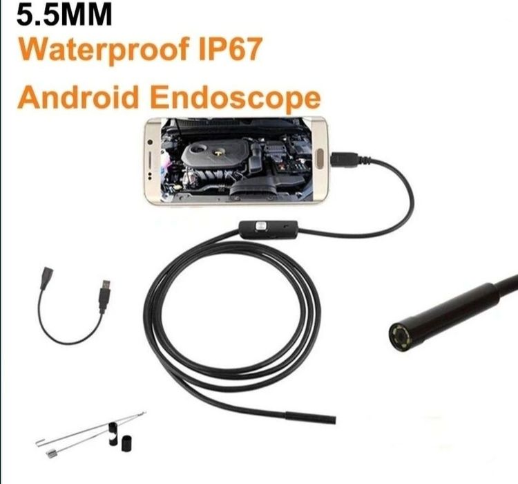 Camera Endoscopică 2m Waterproof Camera inspectie cu leduri ajustabile 5.5mm