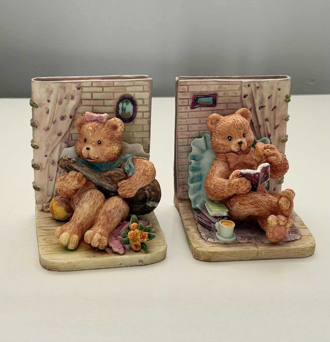 Чифт винтидж държачи за книги Teddy Tales