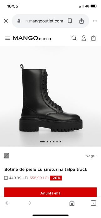 Bocanci/Botine Noi, Mango, Piele naturală