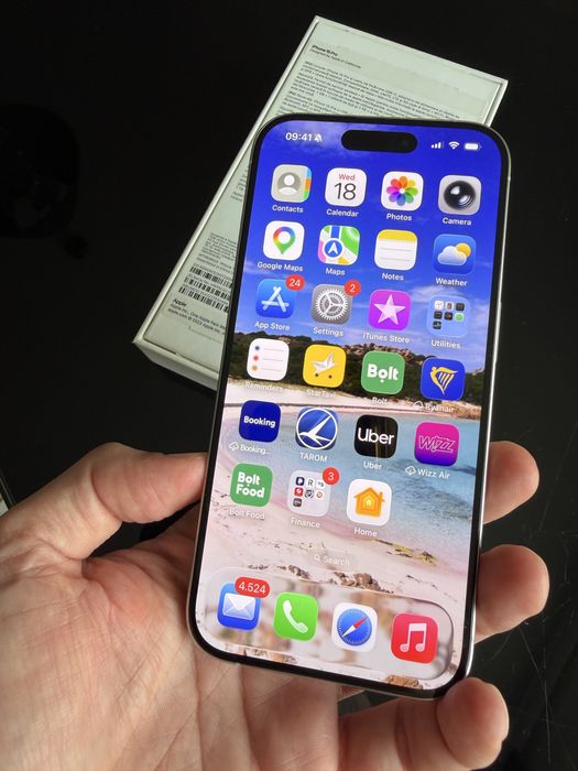 iPhone 15 Pro 512GB White Titanium, Fullbox, ca nou, liber de retea