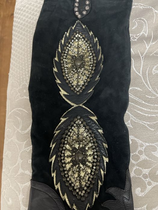 Сапоги кожа замша комби