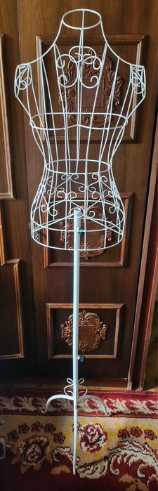 Manechin metalic reglabil pe înălțime,  alb, nou