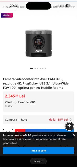 Camera AVER CAM340+ 4k Plug&Play