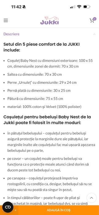 Baby nest Jukki - ca nou