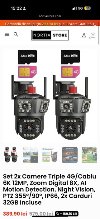 Camera rotativa cu alarma si 4G