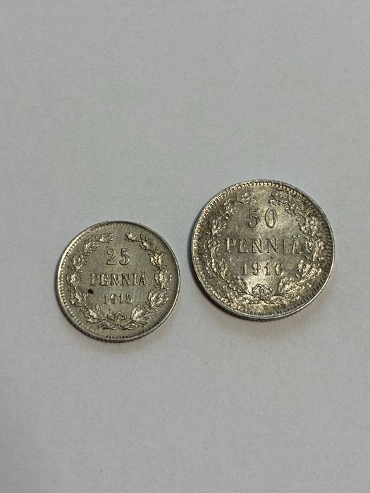 Сребърни 25 и 50 Пенита Финландия