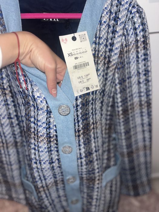 Ново дамско сако тънко палто Zara Зара guess furla син цвят в синьо