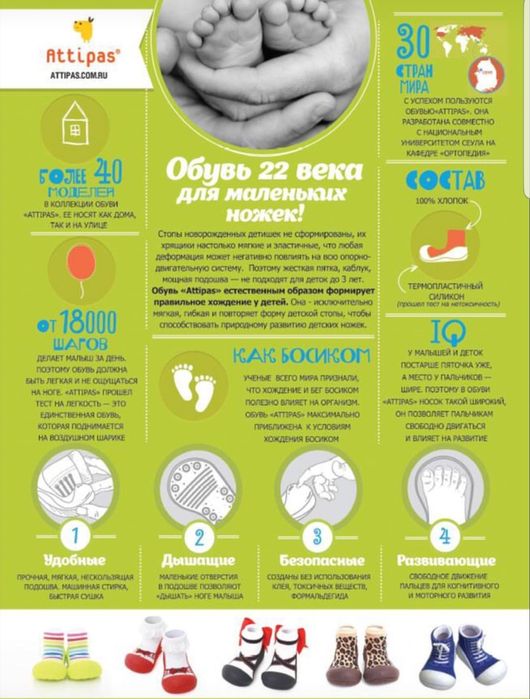 Детская Обувь для первых шагов Attipas. Корея