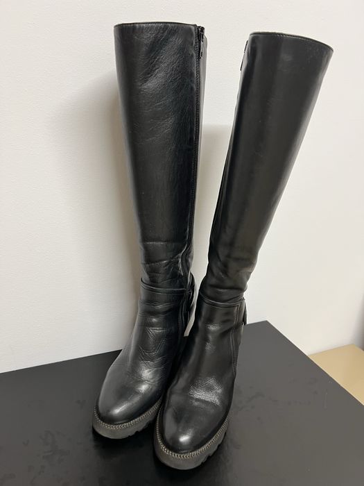 Cizme lungi, din piele, negre, Enzo Bertini