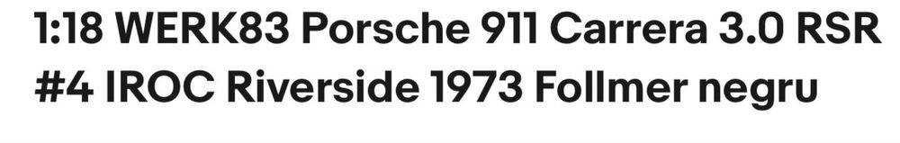 Porsche 911 Carrera 3.0 RSR #4 negru macheta auto scara 1:18 WERK83
