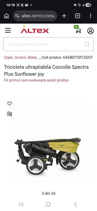 Tricicleta ultrapliabila Spectra Coccolle, Sunflower Joy