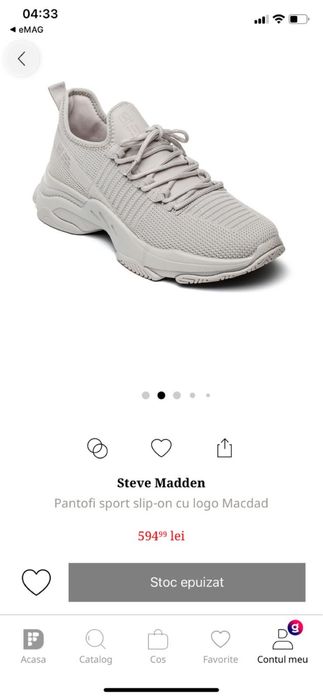 Steve Madden, Pantofi sport slip-on cu logo Macdad, Gri cenusiu, 42