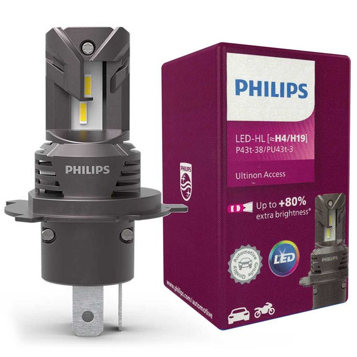 LED крушки H4, Philips Ultinon Access 2500, 12V 20W 2БР