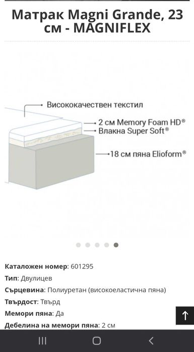 Матрак  Magniflex 180/200 Magni Grande  като нов!