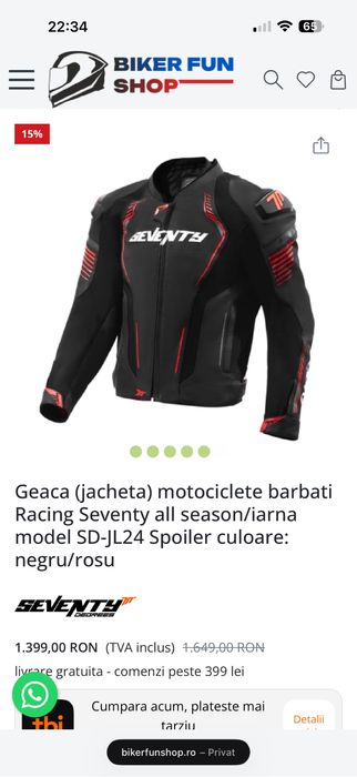 Geaca moto barbati Racing Seventy all season/iarna model SD-JL24 Spoiler culoare: negru