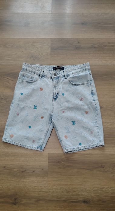 Blug denim scurti lv louis vuitton albastru deschis monogram.
