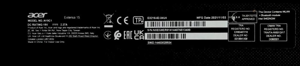 ноутбук Acer Extensa 15