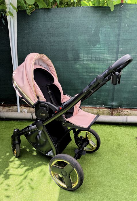 Vând cărucior Krausman Prime Mirage Pink Gold 3 în 1 – Testat ADAC