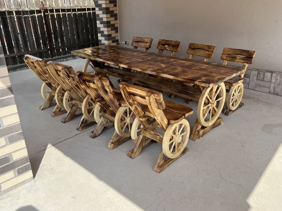 Leagan rustic cu 2 pui pentru copii / balansoar lemn
