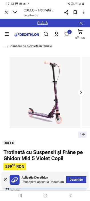 Trotineta Oxelo cu suspensii si frane pe ghidon