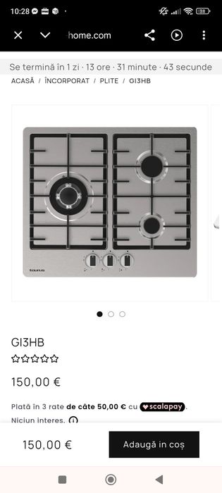 PLITA PE GAZ cu aprindere electrica din inox