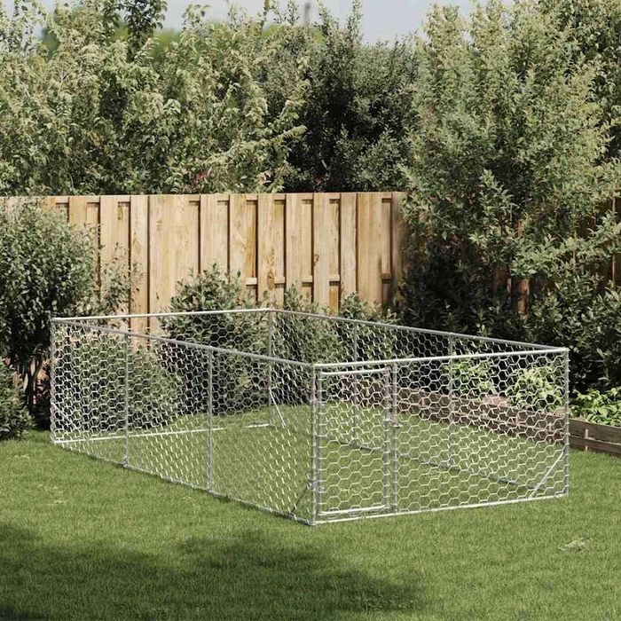 Cușcă pentru câini de exterior cu ușă 2x4x1 m, oțel galvanizat VidaXL