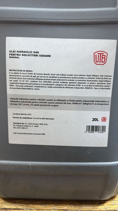 Ulei hidraulic H46 20L pentru tractor UTB U-445