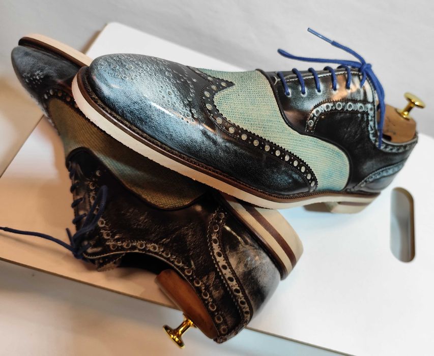 Pantofi oxford 41.5 42 de lux Harris lucrati manual piele naturala