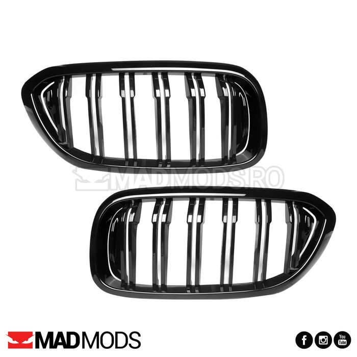 Set grile duble M BMW Seria 5 G30 G31 G38 M5 F90 2017-2020, Negru luci