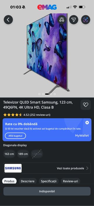 Vand tv samsung 123cm
