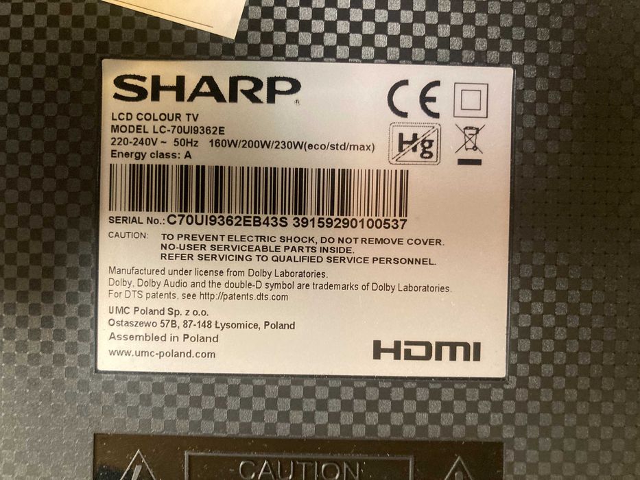 Продавам телевизор SHARP LC-70UI9362E