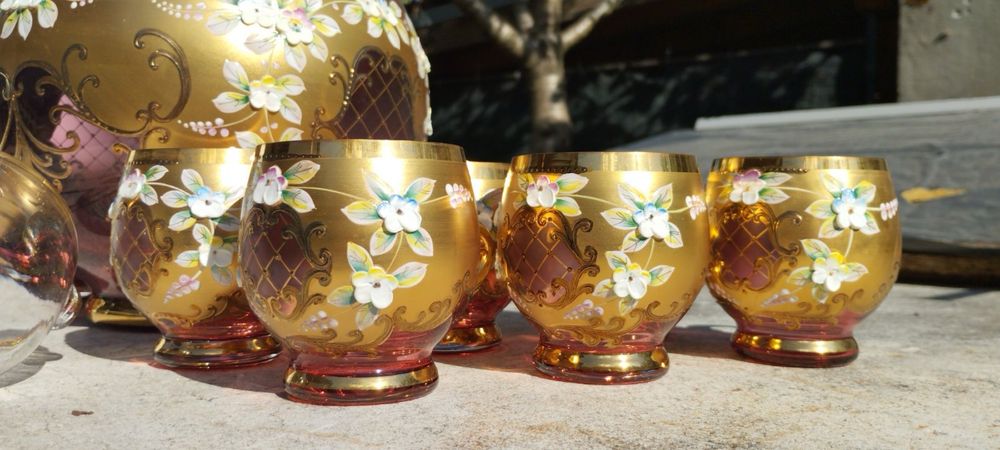 Чехословашки пунш от 24К злато (Czechoslovakian Bohemia Ruby Glass)