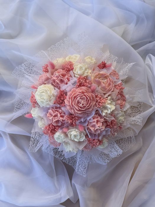 8ми март-подарък,букет,соеви свещи