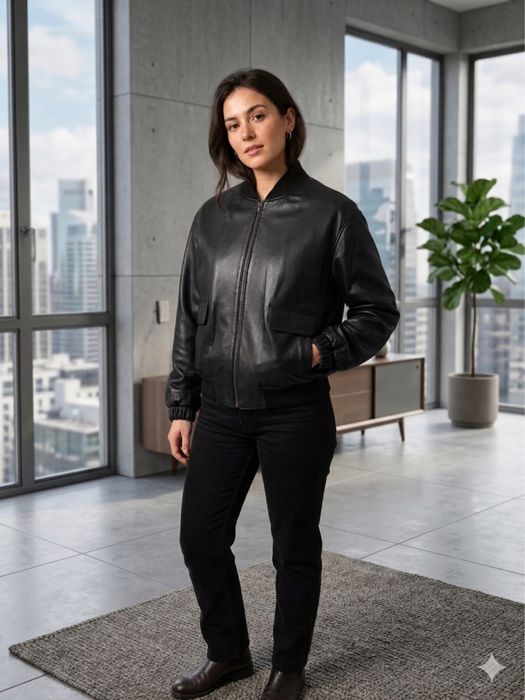 Продам новую кожаную куртку бомбер Punto,р.XL.Турция.