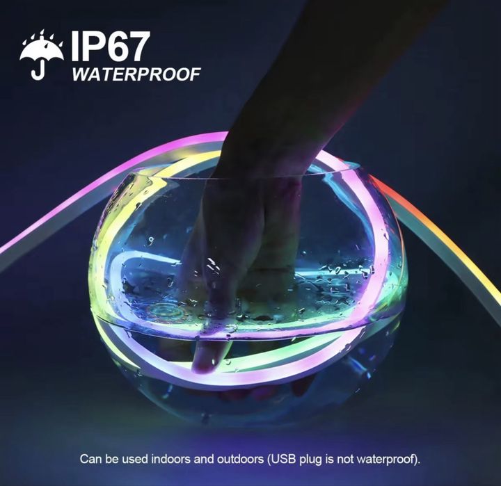 RGBIC LED Неонова Лента 5м | APP + Дистанционно | Bluetooth | IP65 | USB