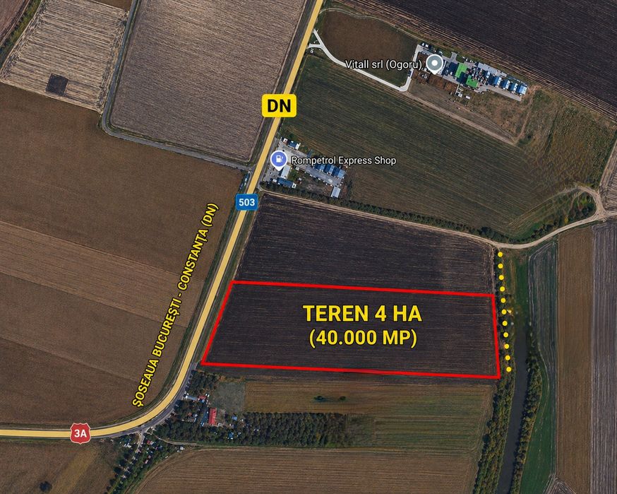 TEREN 4 HA , DOR MĂRUNT – LEHLIU , DN  Bucuresti -Constanta ,Ideal Logistic  / FOTOVOLTAIC