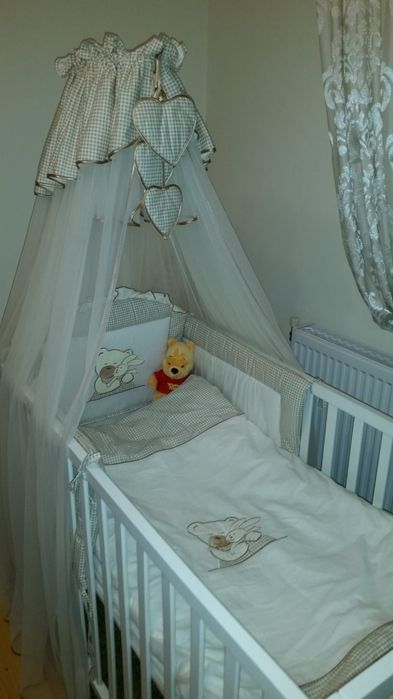 Set lenjerie bumbac patut+baldachin