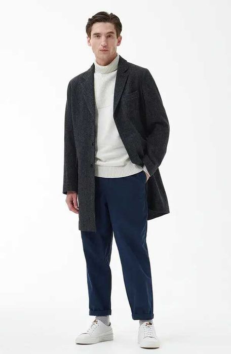 Barbour, Palton de lână Harrow, Gri cărbune, M