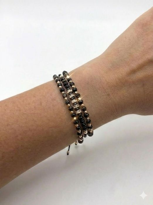 Set 3 bratari cu bile și cristale