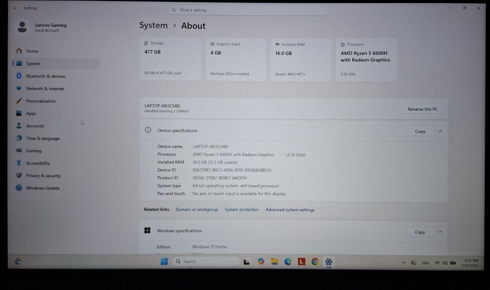 Lenovo IdeaPad Gaming | Ryzen 6600HS | 16GB DDR5 | RTX 3050 | 512 SSD