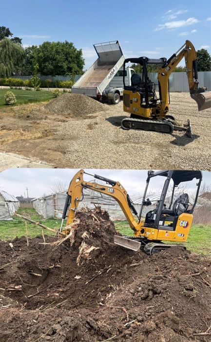 Inchiriez miniexcavator de 3 tone si bascula 3.5 tone transport agregate balastiera