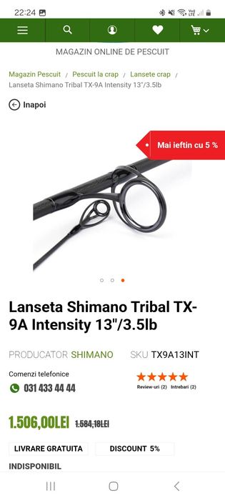 Set 3 lansete shimano tx9 a intensity  de 3.96m