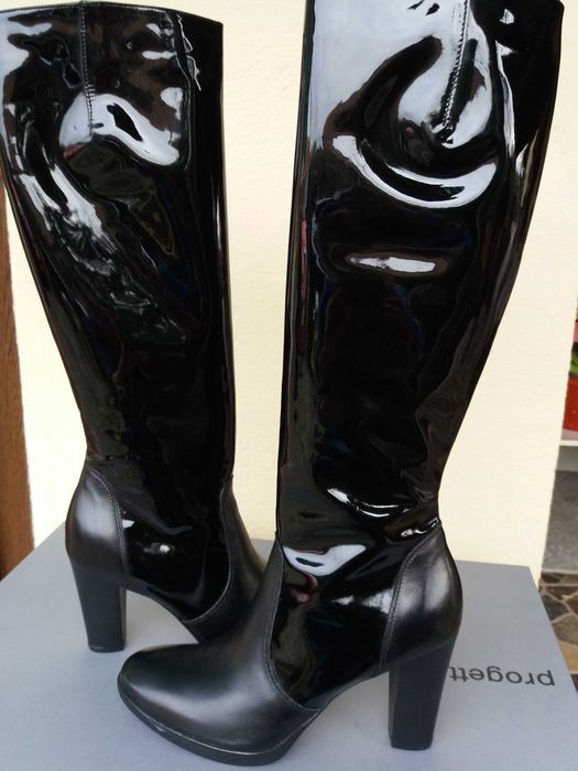 Cizme NOI negre de piele naturala, marimea 37-38