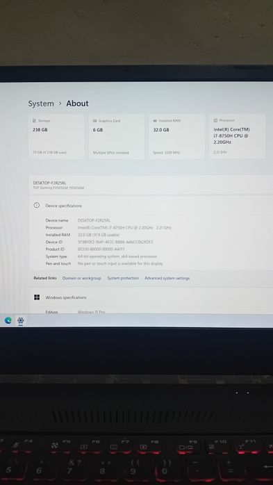 Kuchli Gaming Noutbuk: Asus FX505 | i7 (8-avlod) | 32GB RAM | GTX 106