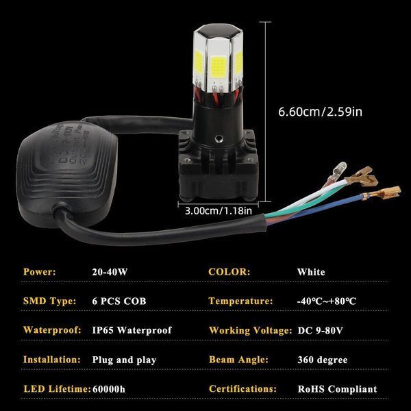 Лед крушки за мотор COB Чип Фарове №3743 Скутер ATV Светлини за мъгла