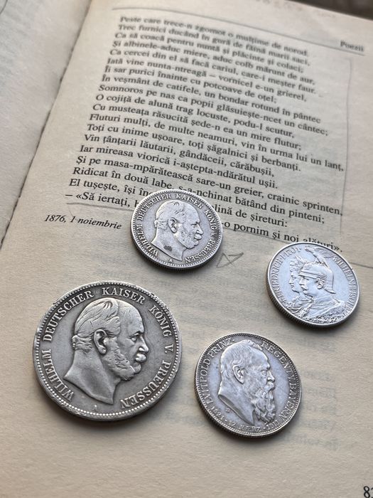4 monede argint germane de colectie 1874-1911
